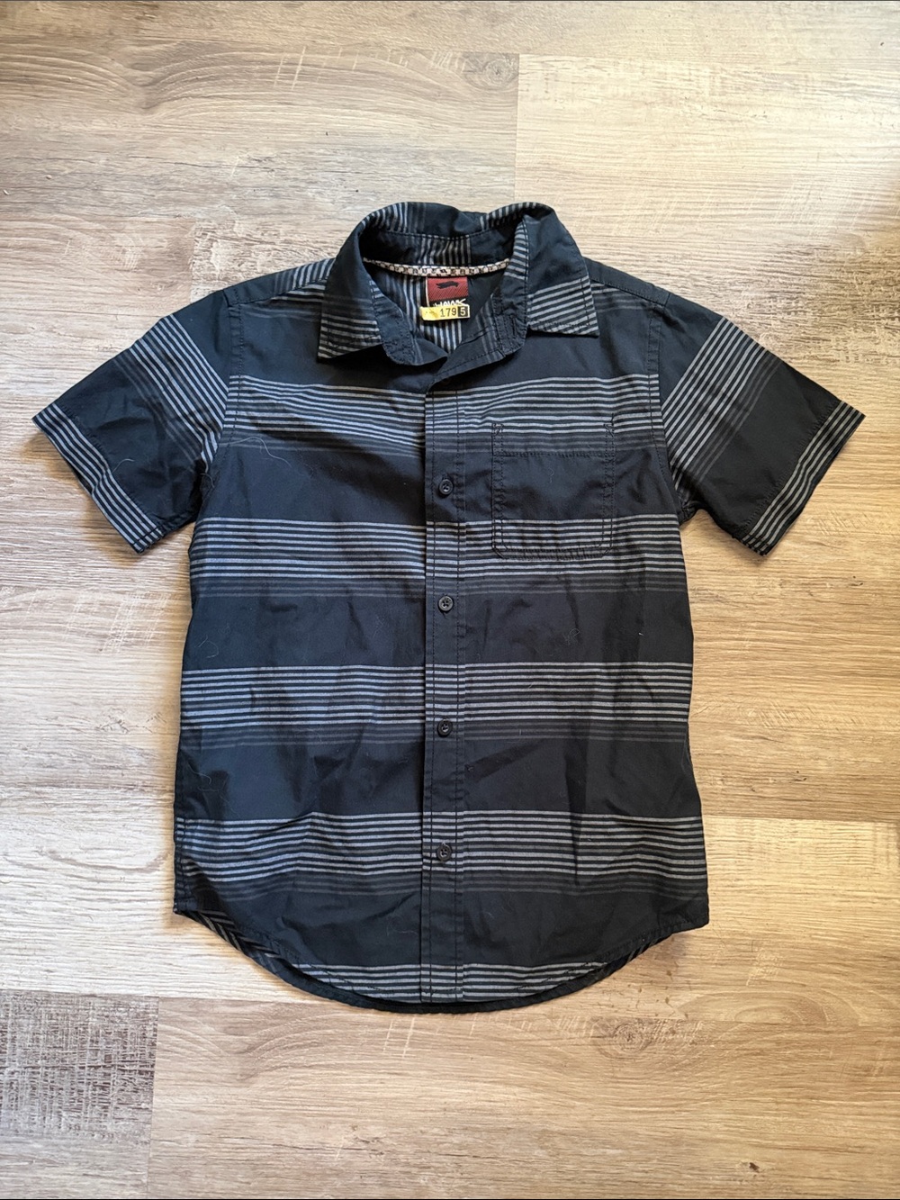 Tony Hawk Black Button-Down Shirt with Gray Stripes